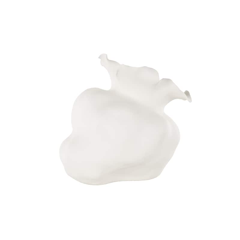 Ceramic Abstract Wide Rounded Floral Shaped Vase with Petal Rim - White or Black - Roche River Decor