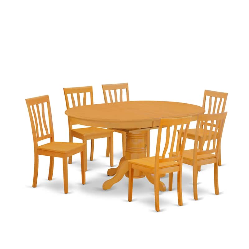 East West Furniture 7 Piece Modern Dining Table Set Consist of an Oval Wooden Table and Dining Room Chairs, (Finish Options)