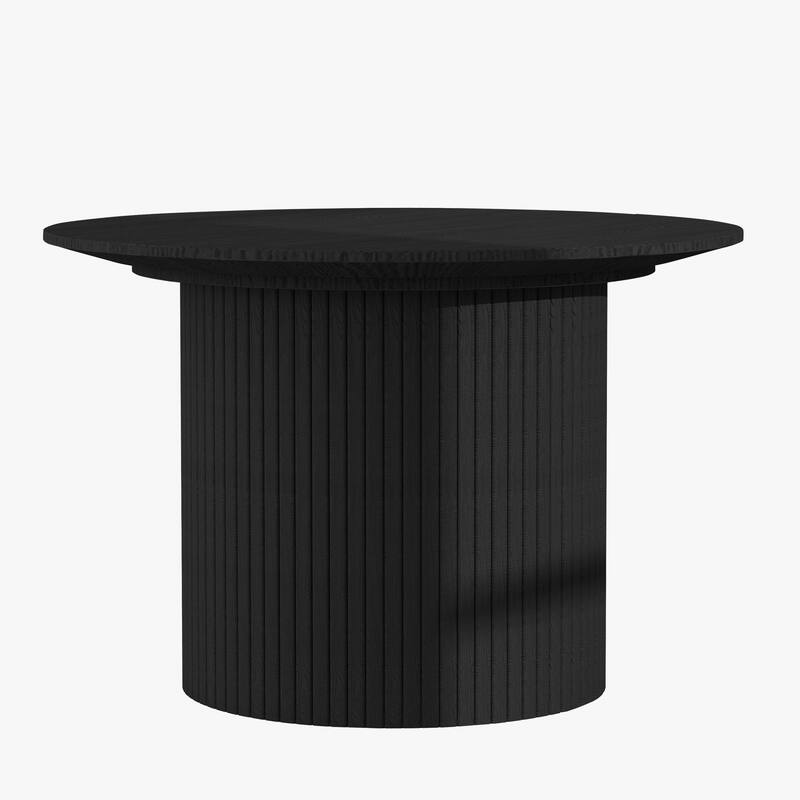 HomeRoots 24" Black Wood Round Pedestal Coffee Table - 23.62 in. x 15.75 in. x 23.62 in.