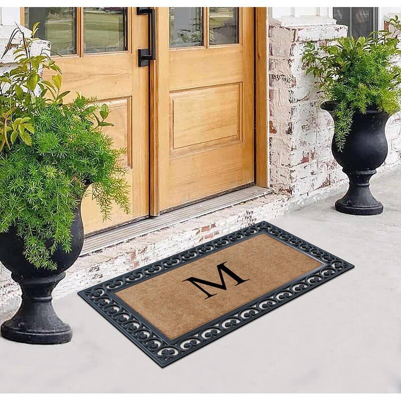 A1HC Natural Rubber and Coir Monogrammed Front Porch Entry Doormat 30"X48"