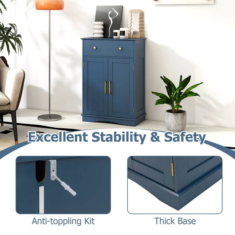 Costway Bathroom Floor Cabinet Modern Storage Cabinet with Large - See Details