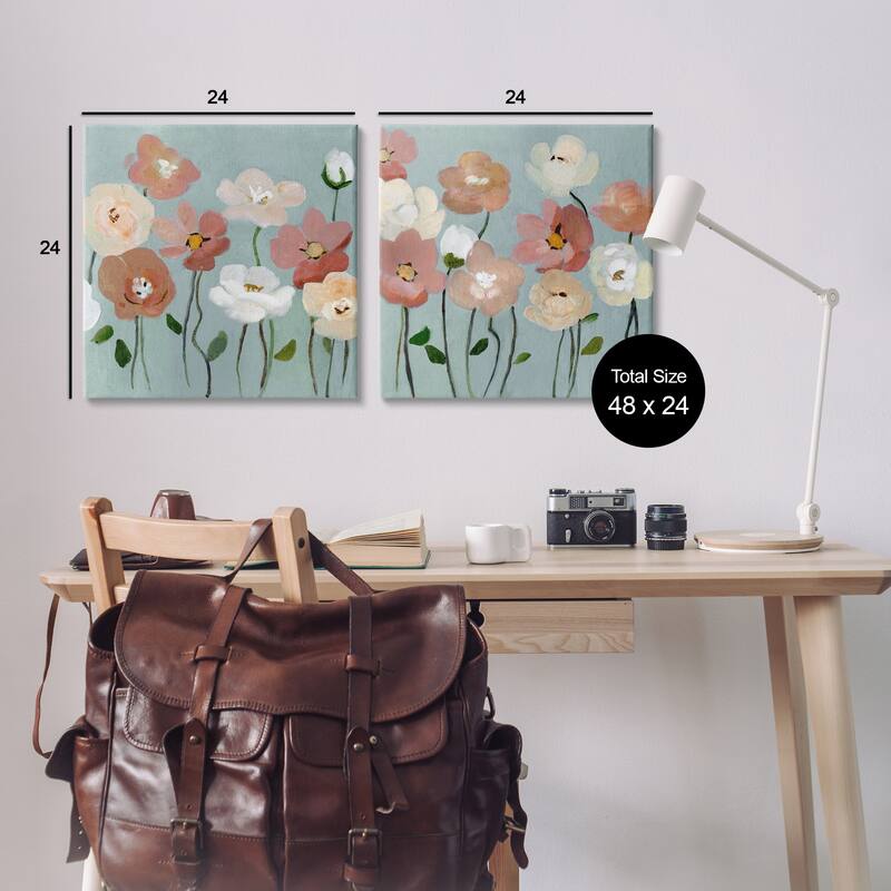 Stupell Budding Boho Blooms Canvas Wall Art Design By Charity Henderson (Set of 2)