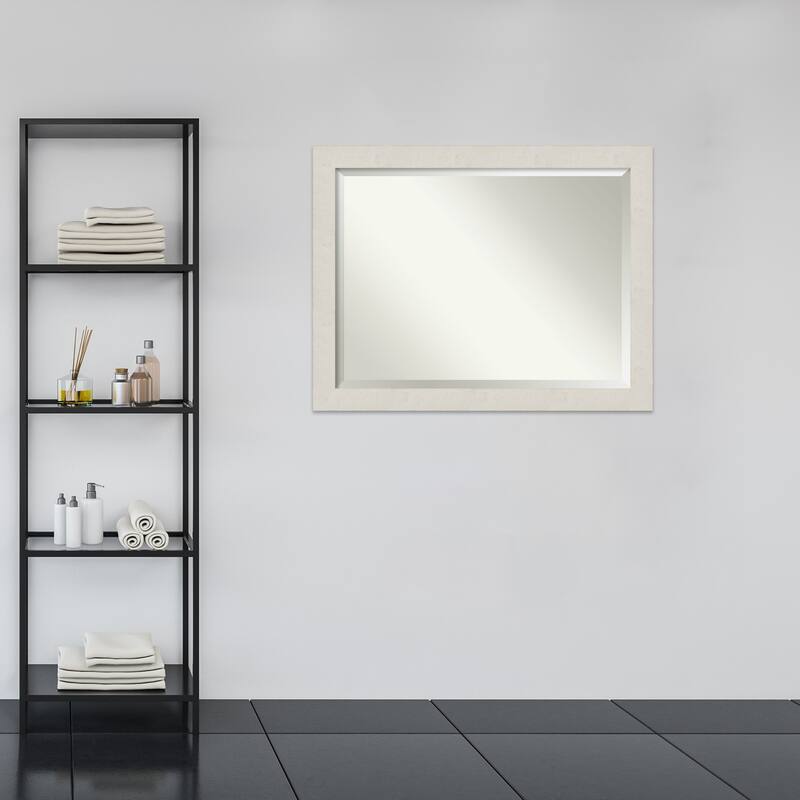 Beveled Wall Mirror - Rustic Plank Espresso Frame