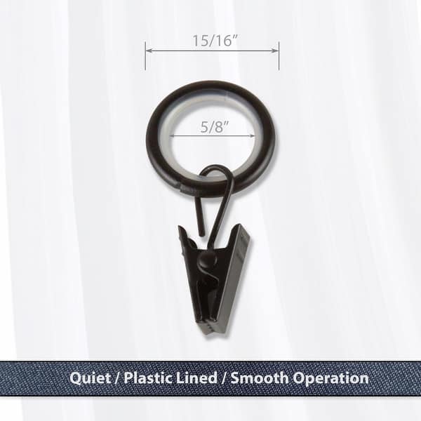 InStyleDesign 5/8 inch Noise-Canceling Curtain Rings w/Clip (Set of 10)