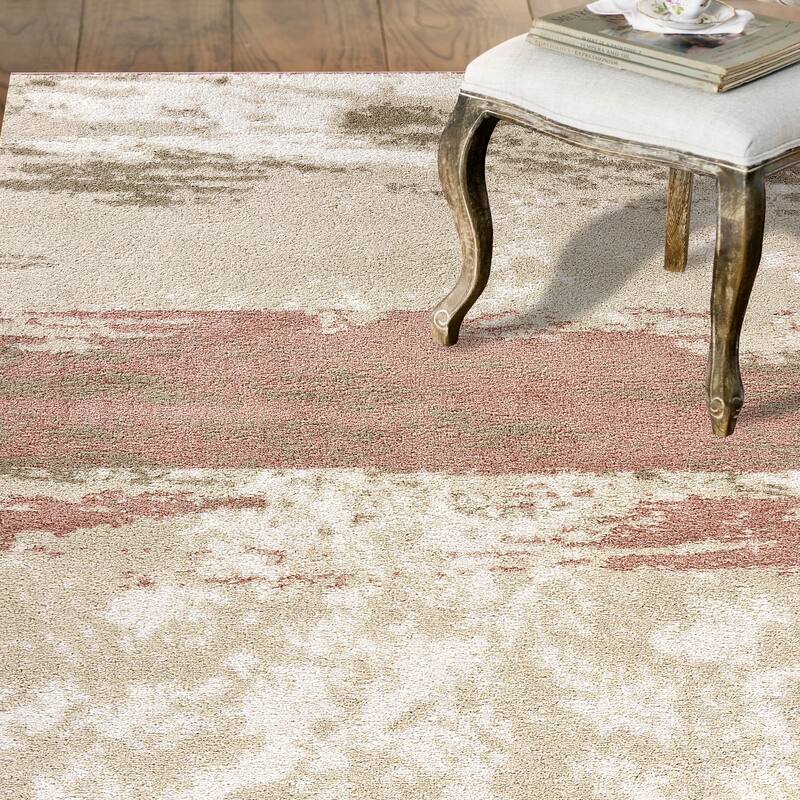 Sevita Ivory/Blush Abstract Area Rug