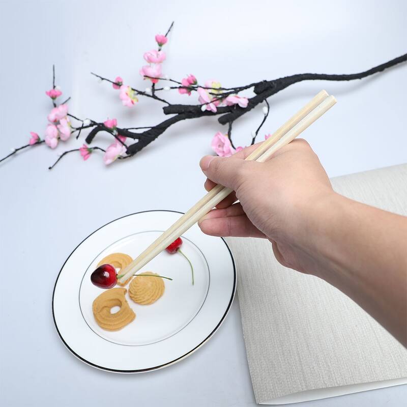 10 Pair 24cm Long Beige Bamboo Chinese Traditional Kitchen Chopsticks