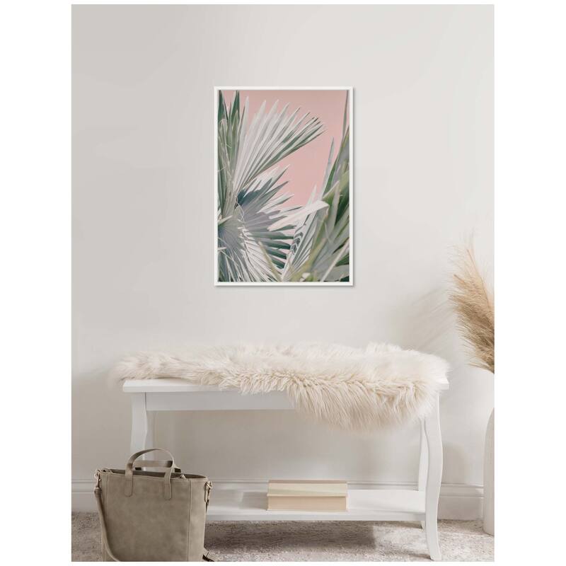 Kate and Laurel Sylvie Tropical Pink Bismarck Framed Canvas by Alicia Bock
