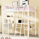 preview thumbnail 1 of 10, Twin Size Loft Bed with 4-Layer Shelves and L-Shaped Desk , Stylish Metal Frame with Sockets White