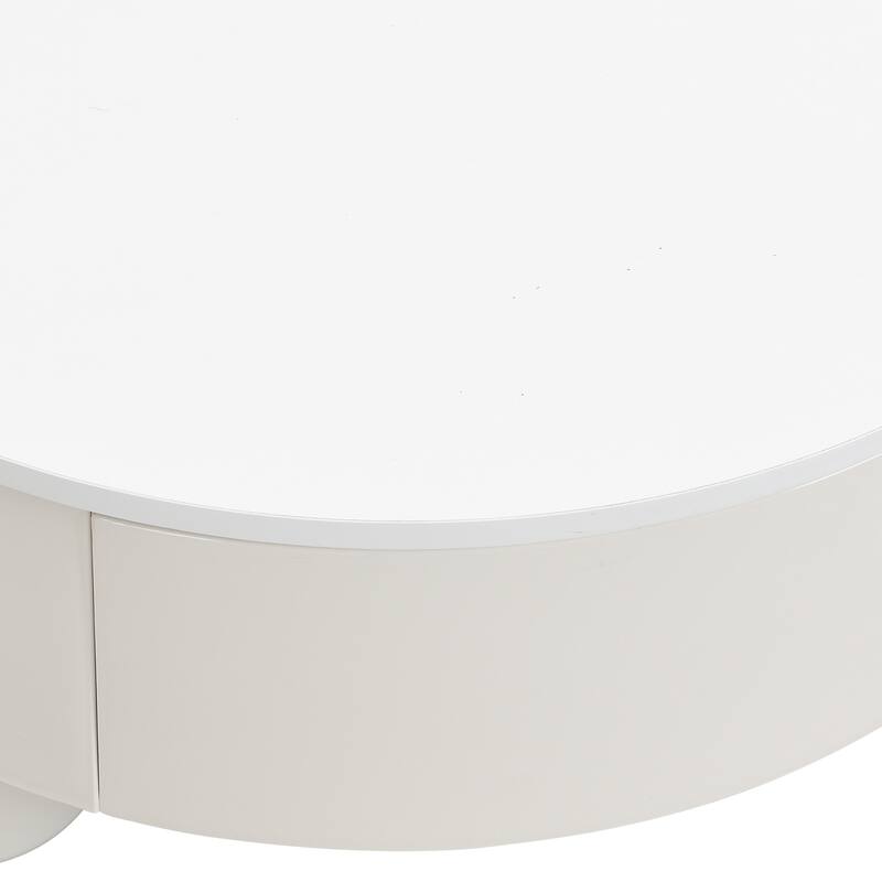 Round Nesting Coffee Table Set of 2 with Storage Drawer for Living Room