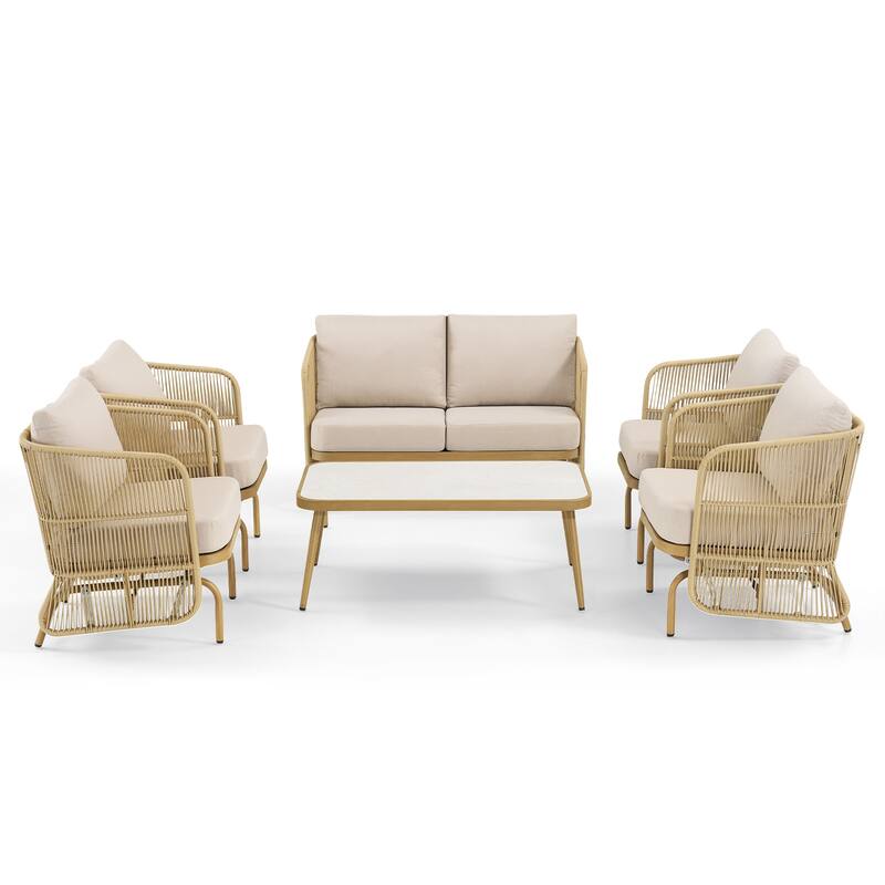 Pocassy Patio Sofa Glider Chair with Coffee Table