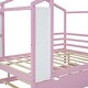 preview thumbnail 13 of 13, Pink Full Size Solid Wood House Bed with Trundle & Writing Board