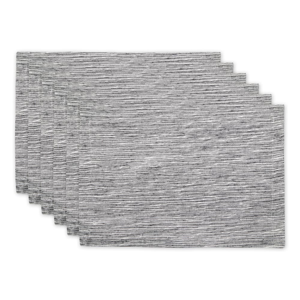Light Grey And Off-White Tonal Recycled Cotton Slubby Rib Placemat (Set of 6) 13x19