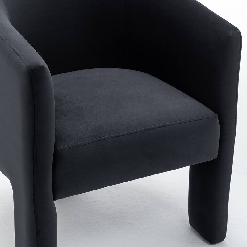 SEYNAR Modern Velvet Accent Chair, Upholstered Barrel Chair with Unique Solid Base for Living Room Soft Club Chair Set of 2