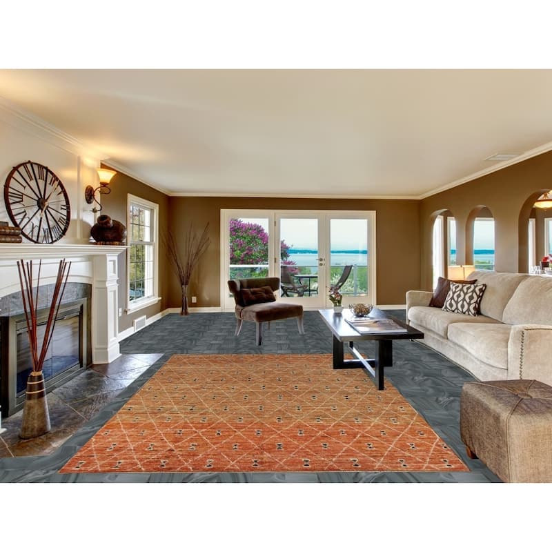 Trellis Moroccan Oriental Area Rug Handmade Wool Carpet - 6'9" x 9'8"