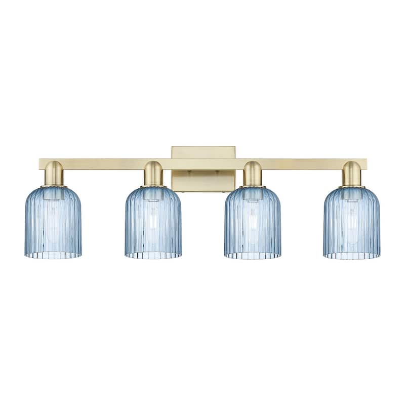 Innovations Lighting 716-4W-11-32 Bridal Veil Vanity Bridal Veil 4 - Antique Brass / Blue