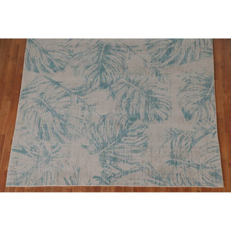 Hand Knotted Oriental 100% Wool Carpet Modern All-Over Beige & Ivories Abstract Area Rug - 8' 0'' X 6' 3''