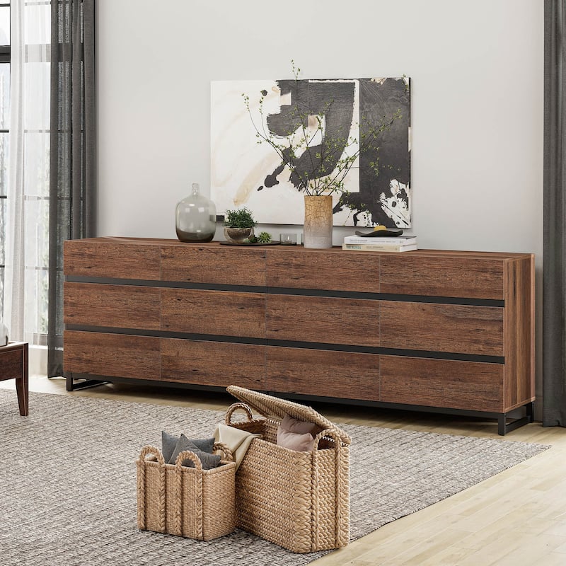 3-Piece Dresser And Nightstand Set,Dresser With 12 Drawers, 2 Nightstand for Bedroom, Bedroom Furniture Set