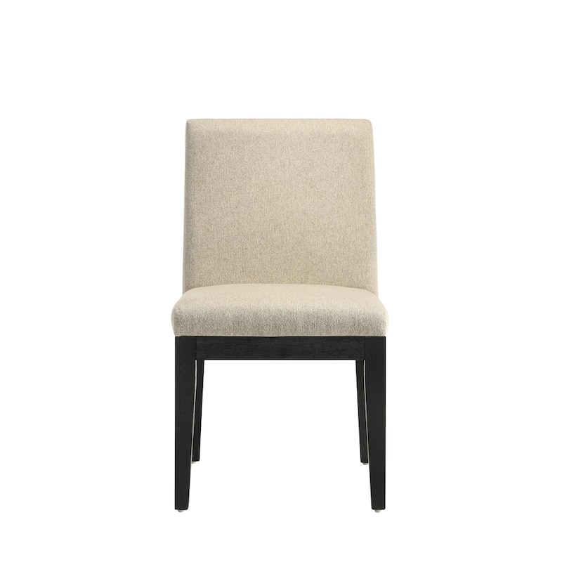 Froja Beige Fabric & Black Finish Side Chair (Set of 2)