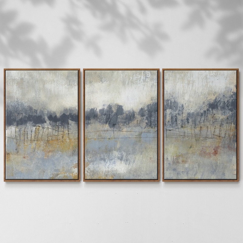 Cool Grey Horizon II - Multi Piece Framed Canvas
