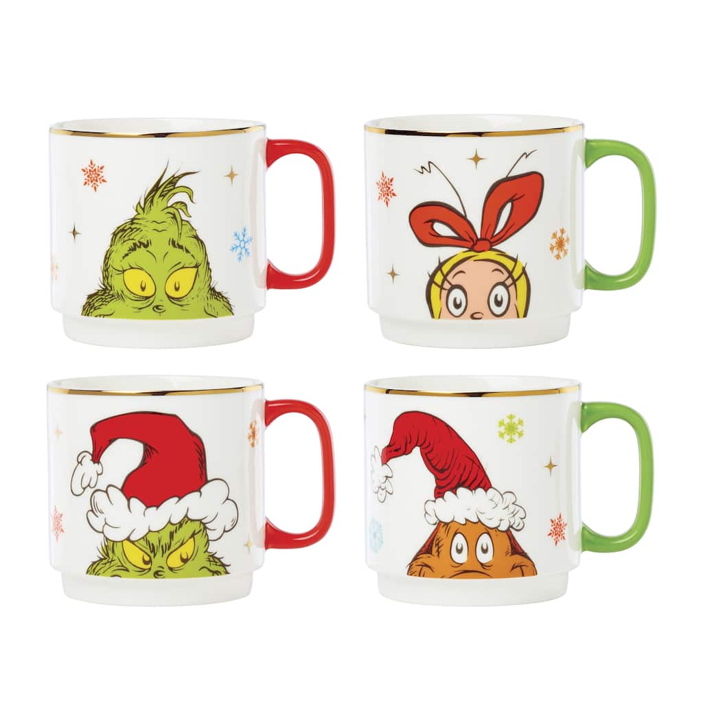 Lenox Merry Grinchmas Stackable Mugs, Set of 4, Assorted