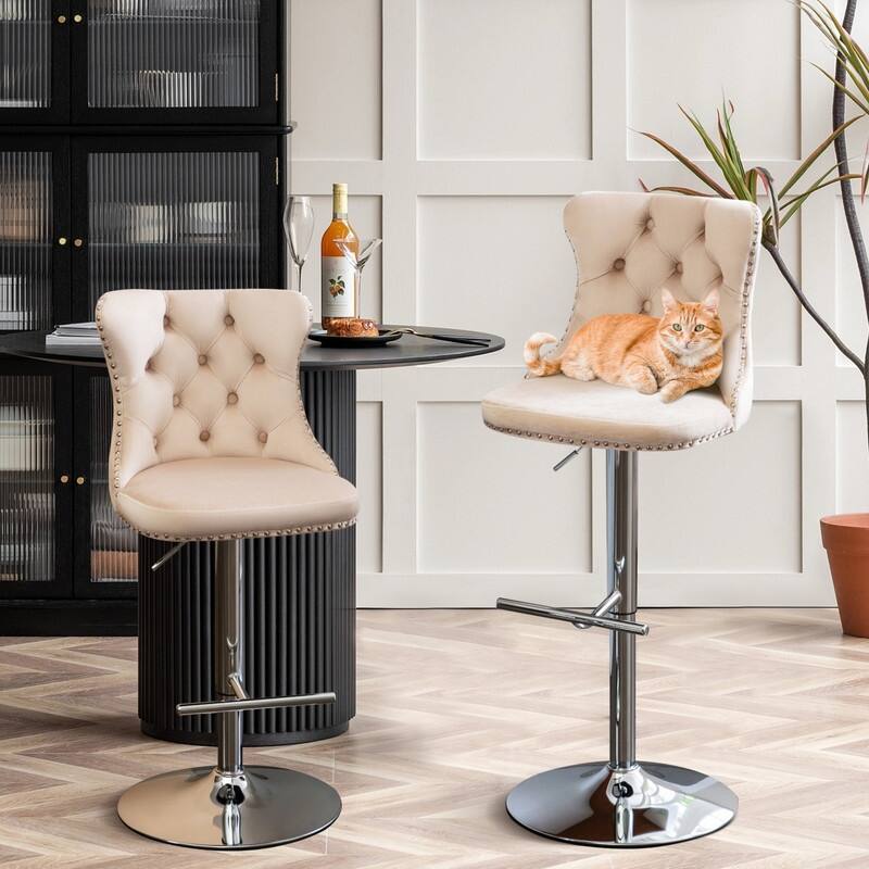 Swivel Foam Barstools Adjusatble Seat Set of 4
