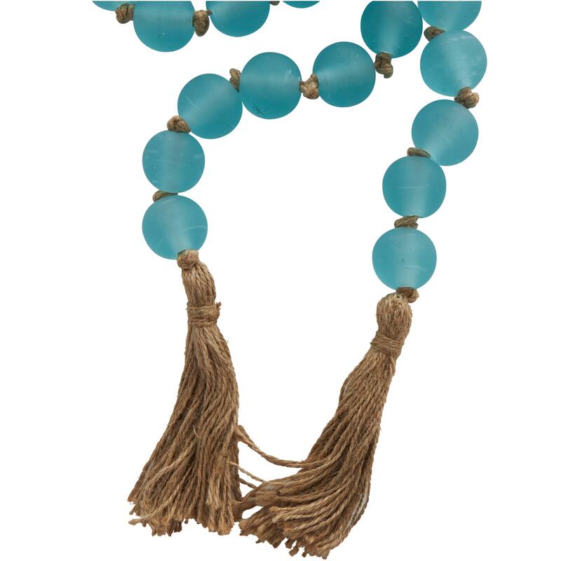 Glass Handmade Round Beaded Garland with Tassel with Knotted Brown Jute - Roche River Decor