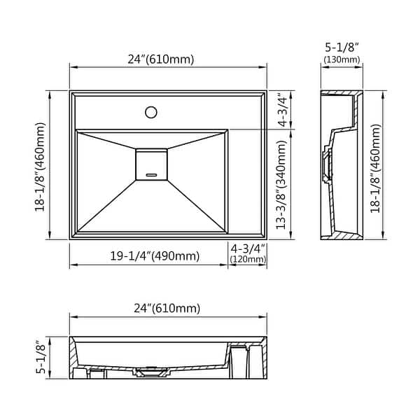 dimension image slide 1 of 4, Stafford 24" Single Bathroom Sink