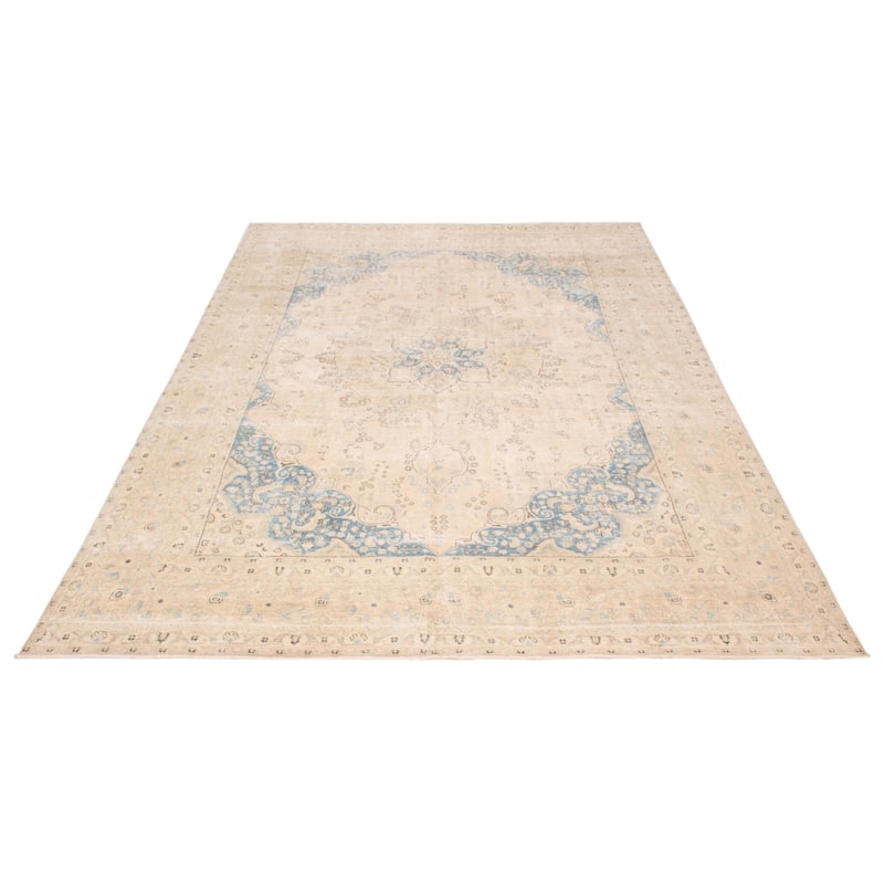 ECARPETGALLERY Hand-knotted Antalya Vintage Beige Wool Rug - 9'4 x 12'6