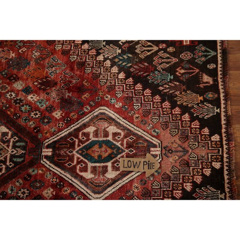 Tribal Geometric Shiraz Persian Vintage Area Rug Handmade Wool Carpet - 5'3"x 8'1"