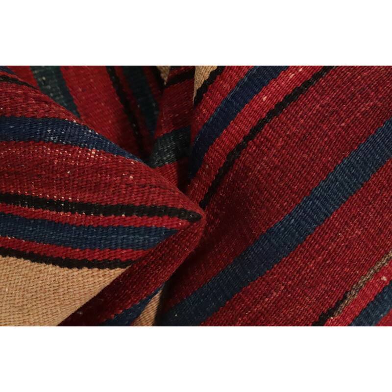 Hand Woven Oriental 100% Wool Carpet Southwestern Geometric Multi-Colored Kilim Area Rug - 8' 6'' X 5' 1''