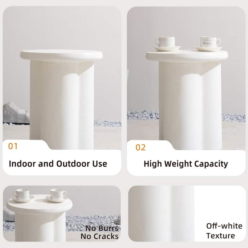 15.74" Modern Minimalist Magnesia Oxide Side Table for Living Space