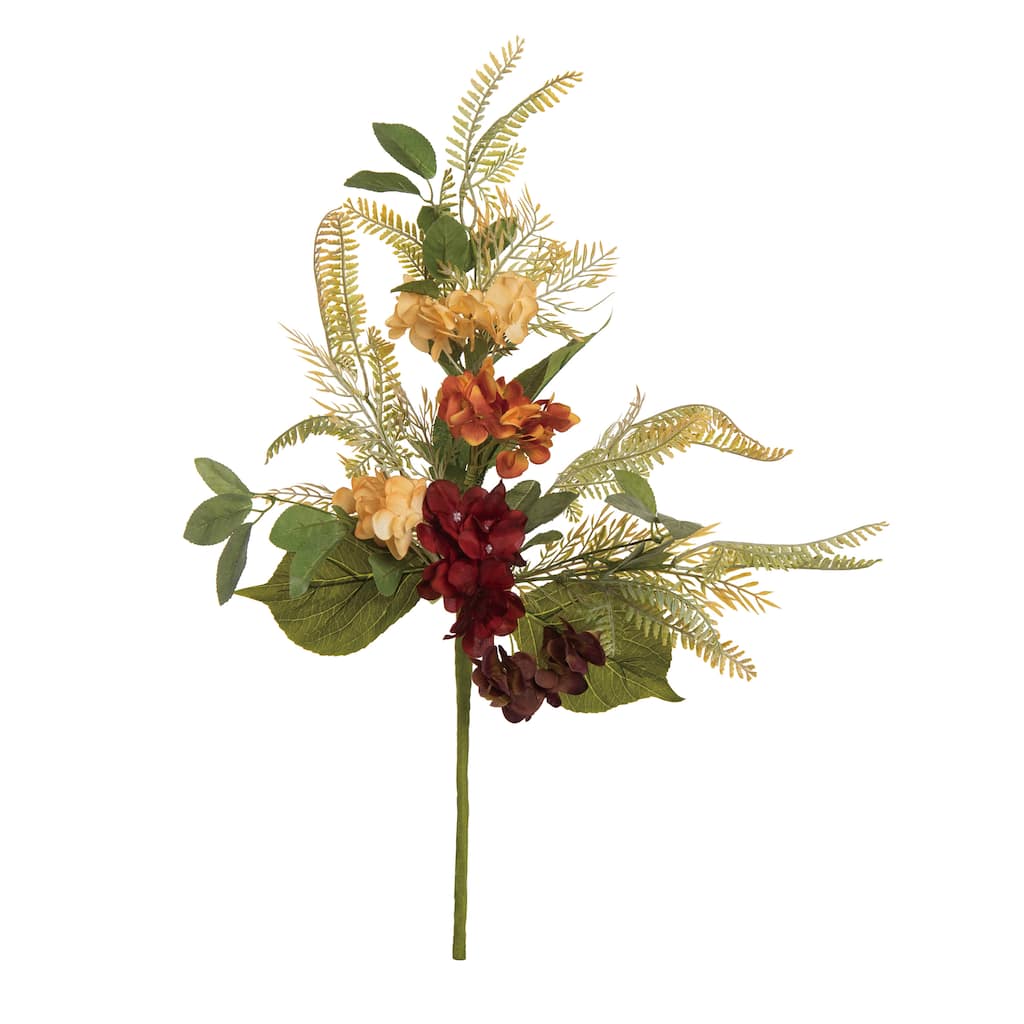 Transpac Fabric 22 in. Multicolor Harvest Eucalyptus and Moody Flower Spray - Multi