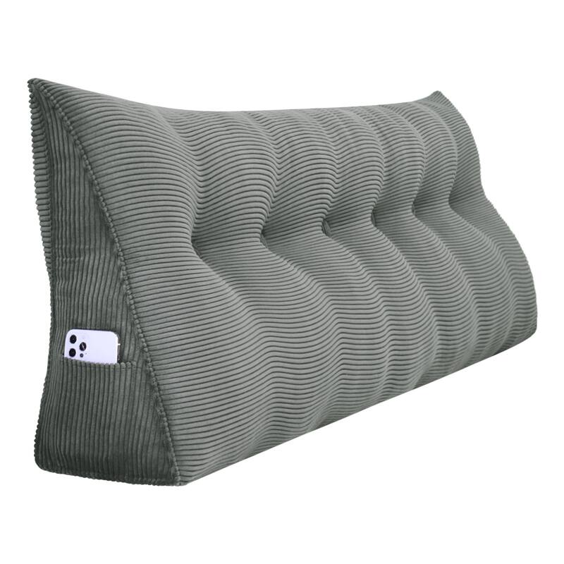 WOWMAX Large Reading Wedge Headboard Pillow for Bed Rest Back Support - California King - Grey