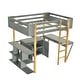 preview thumbnail 32 of 37, Stylish Design Full Size Solid Wood Loft Bed Kids Bed with Built-in Storage Cabinet and Cubes, Foldable desk