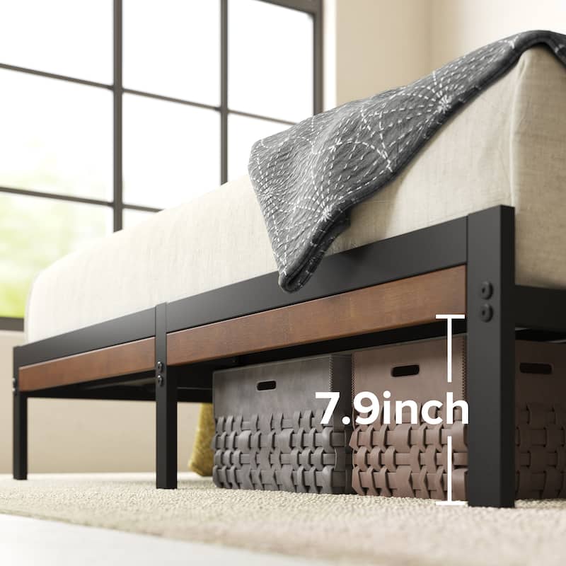 Priage by ZINUS Brown Bamboo and Metal Platform Bed Frame