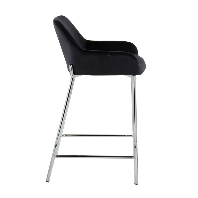 Silver Orchid Galotti Chrome Fixed-Height Upholstered Counter Stool - Set of 2