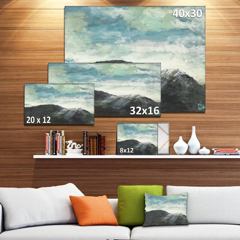 Mountain Peak Under Cloudy Sky - Landscape Canvas Print - Blue