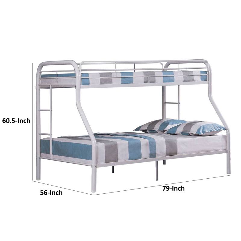 Fegy Twin over Full Bunk Bed with Ladder and Rails, Silver Metal Frame