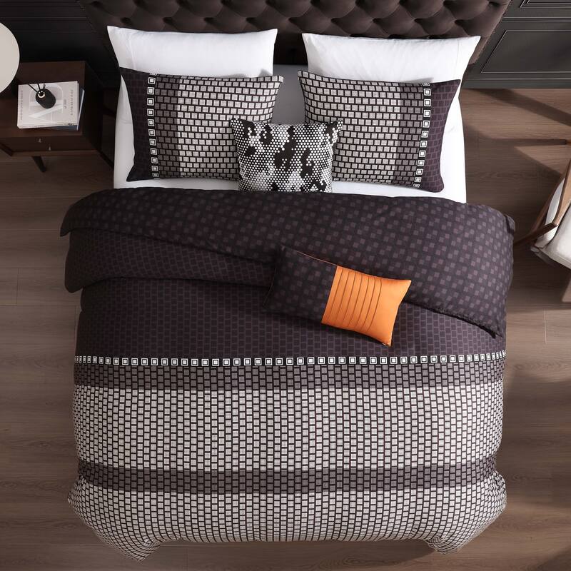 Bebejan Linear Luxe 100% Cotton Sateen 5 Piece Reversible Comforter Set