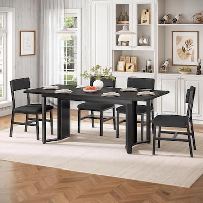 Dining Table Set 6 People Extendable Kitchen Table 4 Chairs