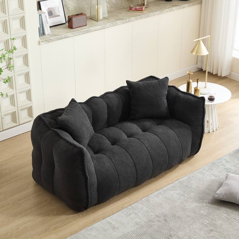 66-Inch Chenille Upholstered Loveseat with Pillows