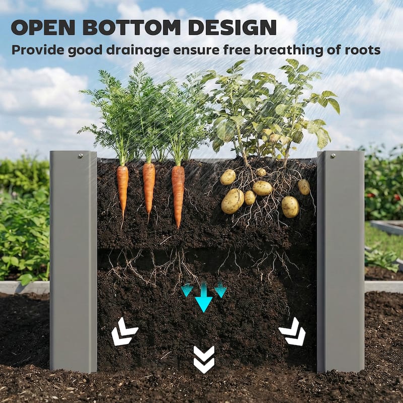 Outsunny Raised Garden Bed, Galvanized Planter Box Outdoor with Gloves for Gardening Vegetables, Flower