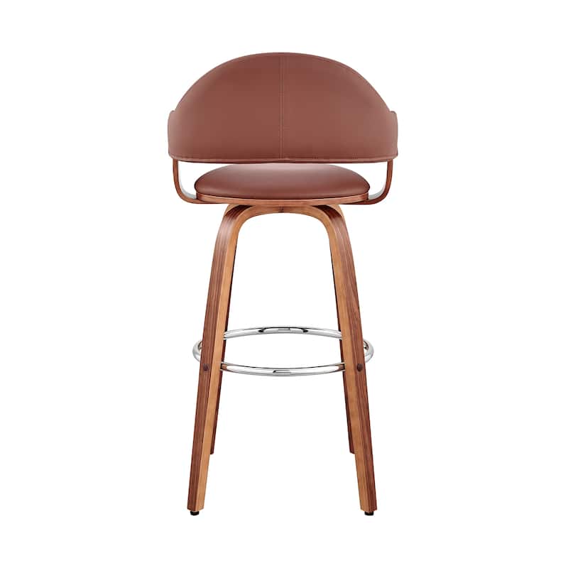 Daxton Mid-Century Swivel Bar Stool, Upholstered Counter Chair with Bentwood Legs