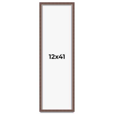 12x41 Shadow Box Frame Brown | 1.125 inches Deep Real Wood Rustic