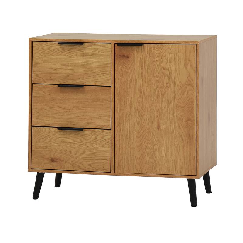 Modern Storage Cabinet with 3 Drawers and Adjustable Shelf for Living Room, Home Office, Entryway