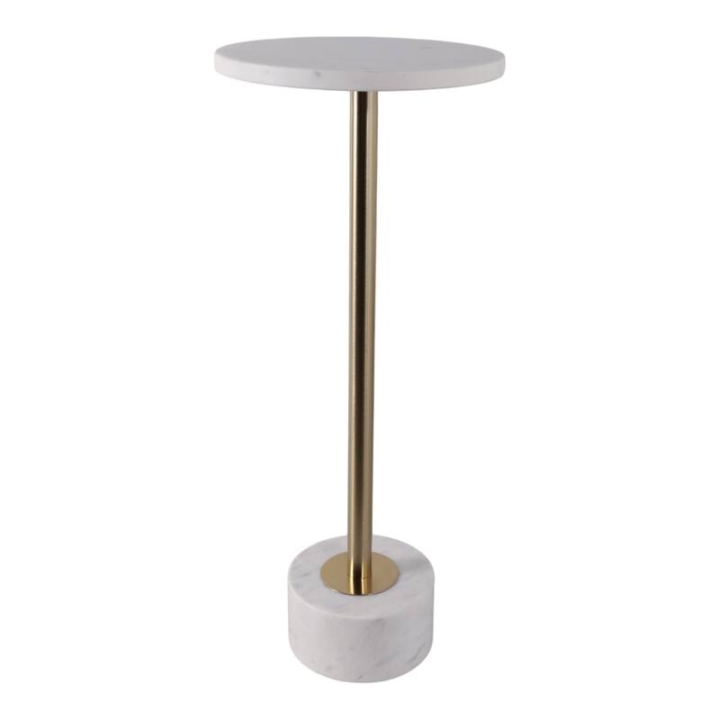Modern End Table with Marble Top and Aluminum Base - 25" - 24.25"