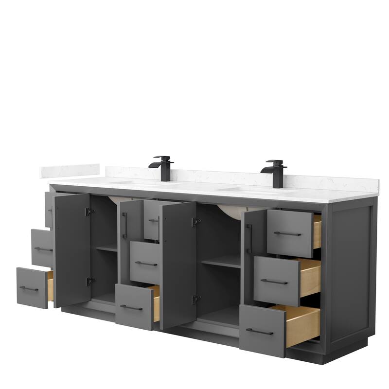 Strada 84-Inch Double Vanity Set, Cultured Marble Top