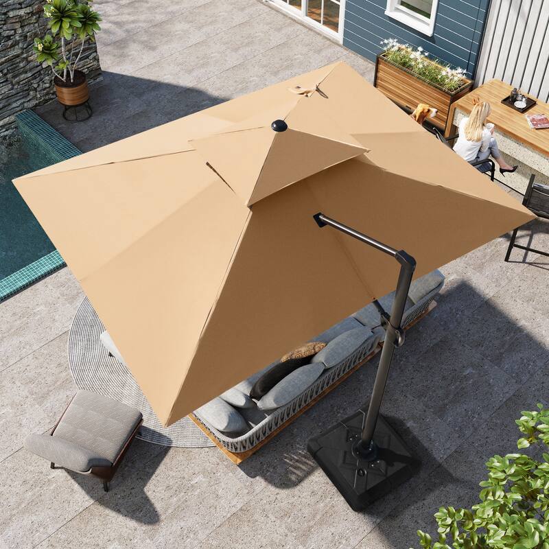 Pellebant 10 X 13 Ft Outdoor Patio Cantilever Umbrella with Base