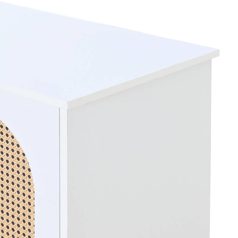 Sideboard with 3 Artificial Rattan Doors and Metal Handles