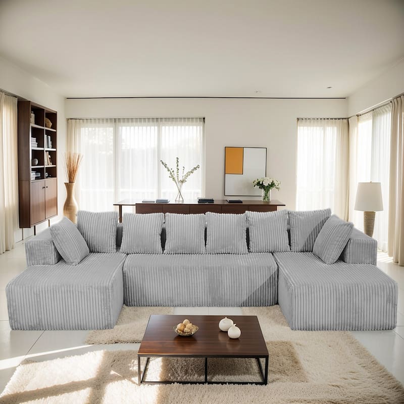 Modular U-Shaped Sectional Sofa 4-Seater Chaise Lounge with Reversible Design for Living Room Bedroom